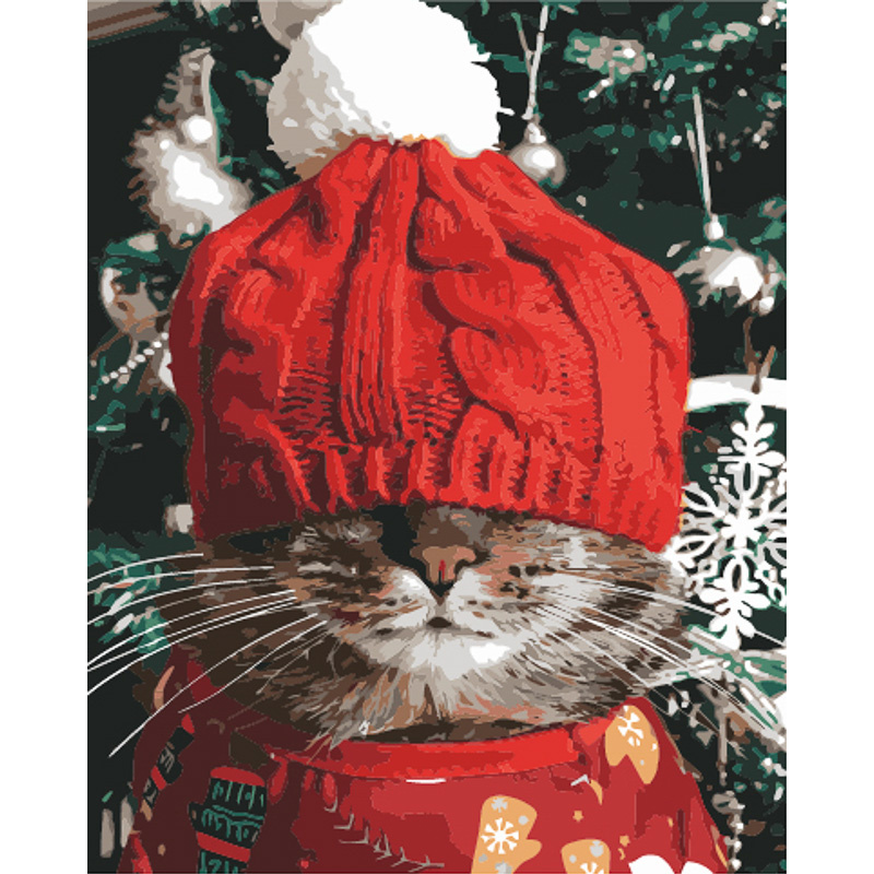 Cat in a hat with varnish and level 40x50 cm (GS1572)