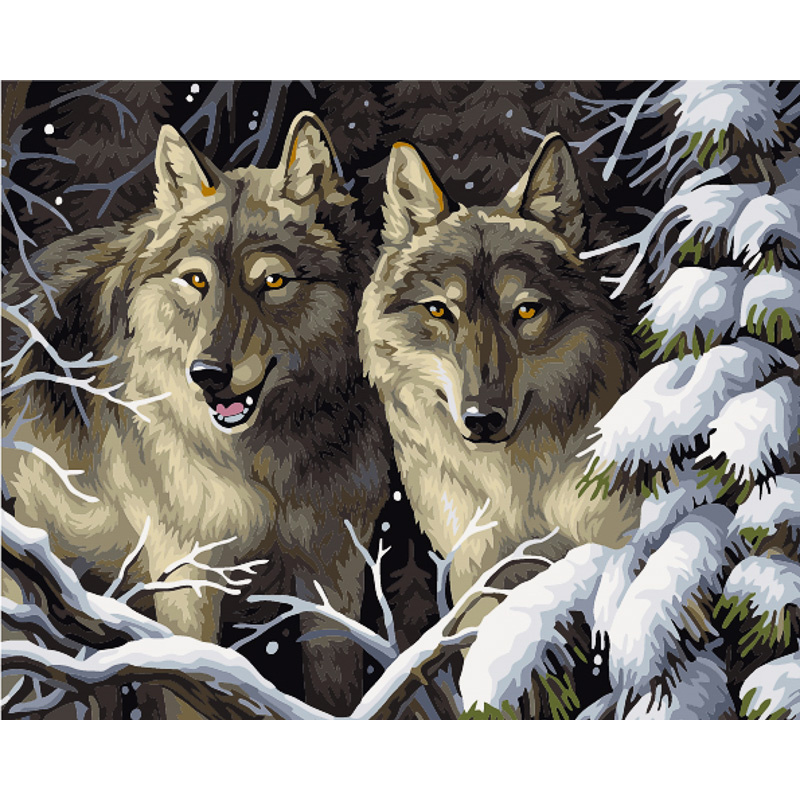 Wolves size with varnish and level 40x50 cm (GS1579)