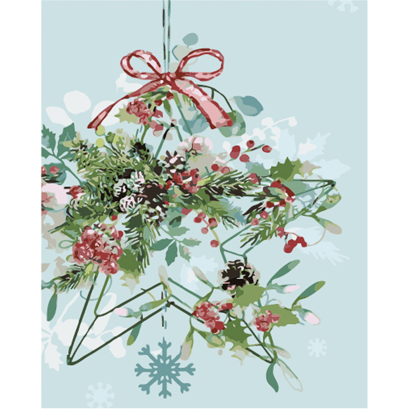 New Year's decoration with varnish and level 40x50 cm (GS1585)