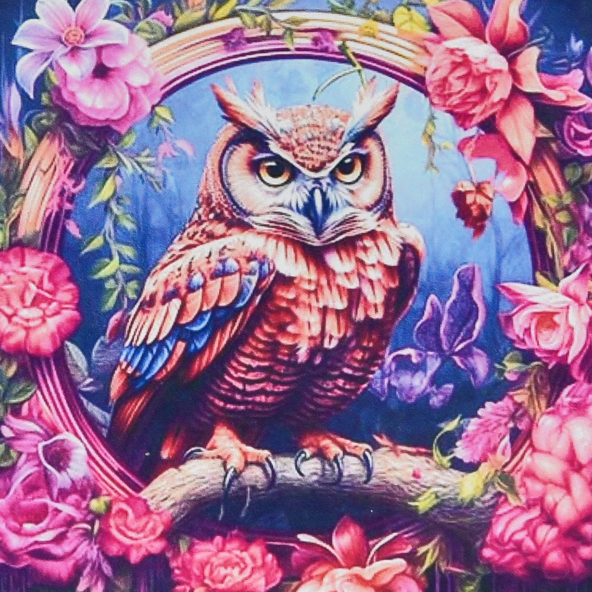 Owl in flowers size 30x30 cm (HEE13838)
