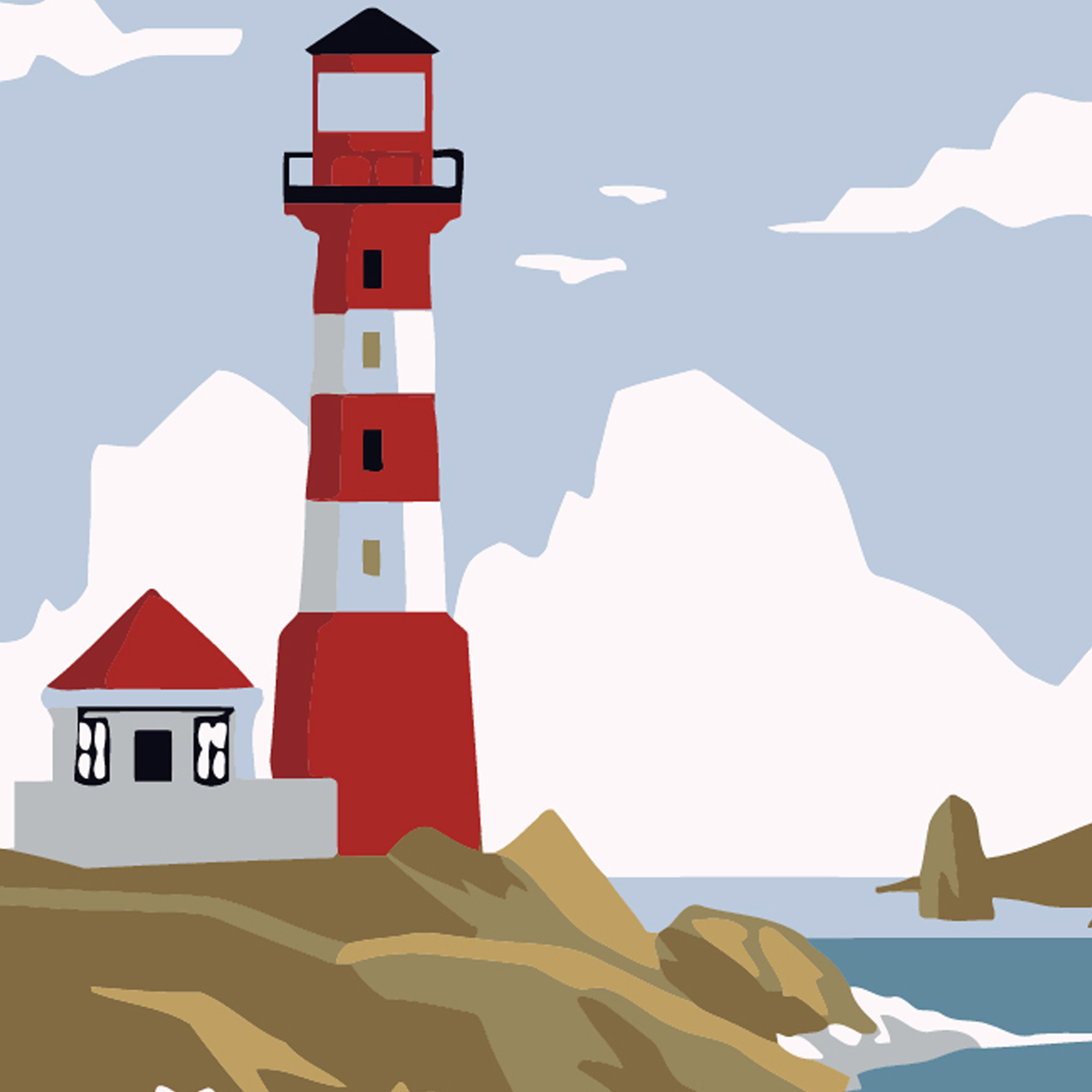 Lighthouse in a landscape size 20x20 cm (HH5679)