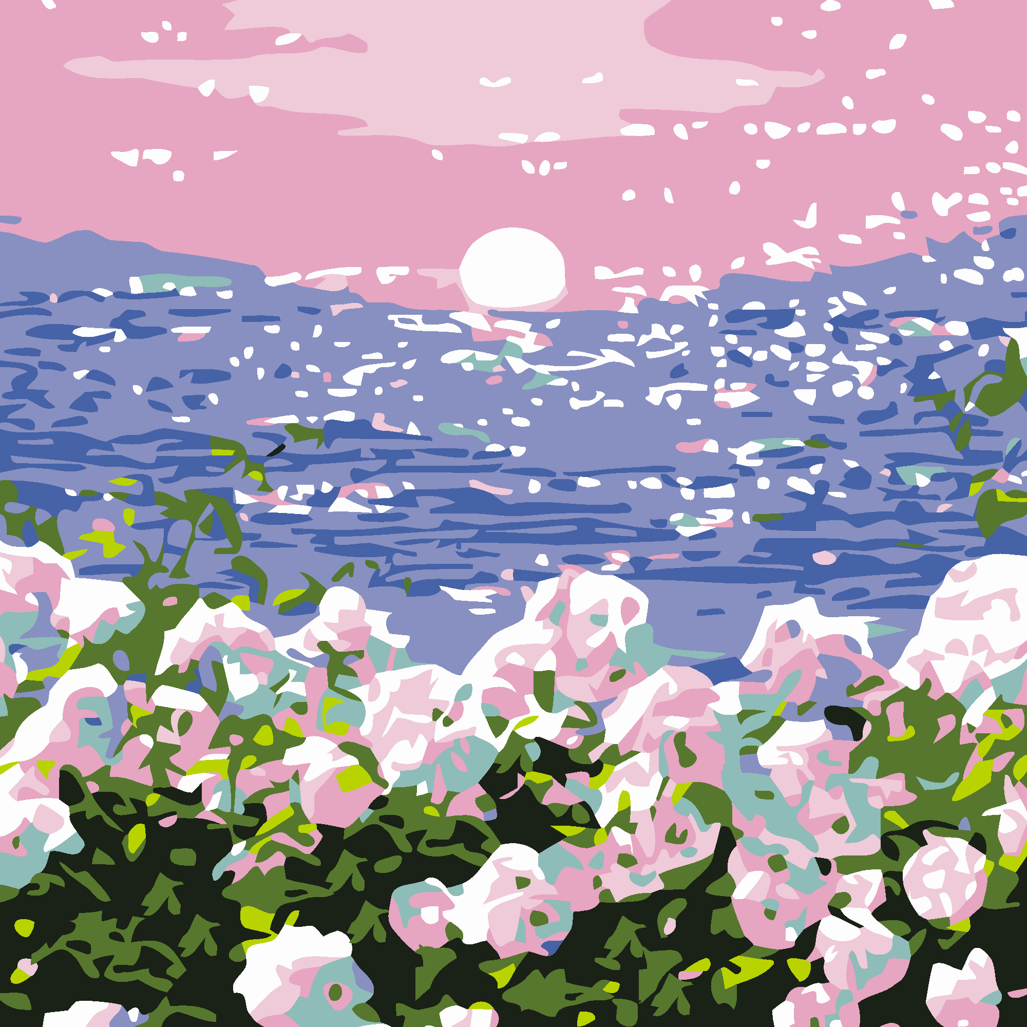 Flowers by the sea size 20x20 cm (HH7116)