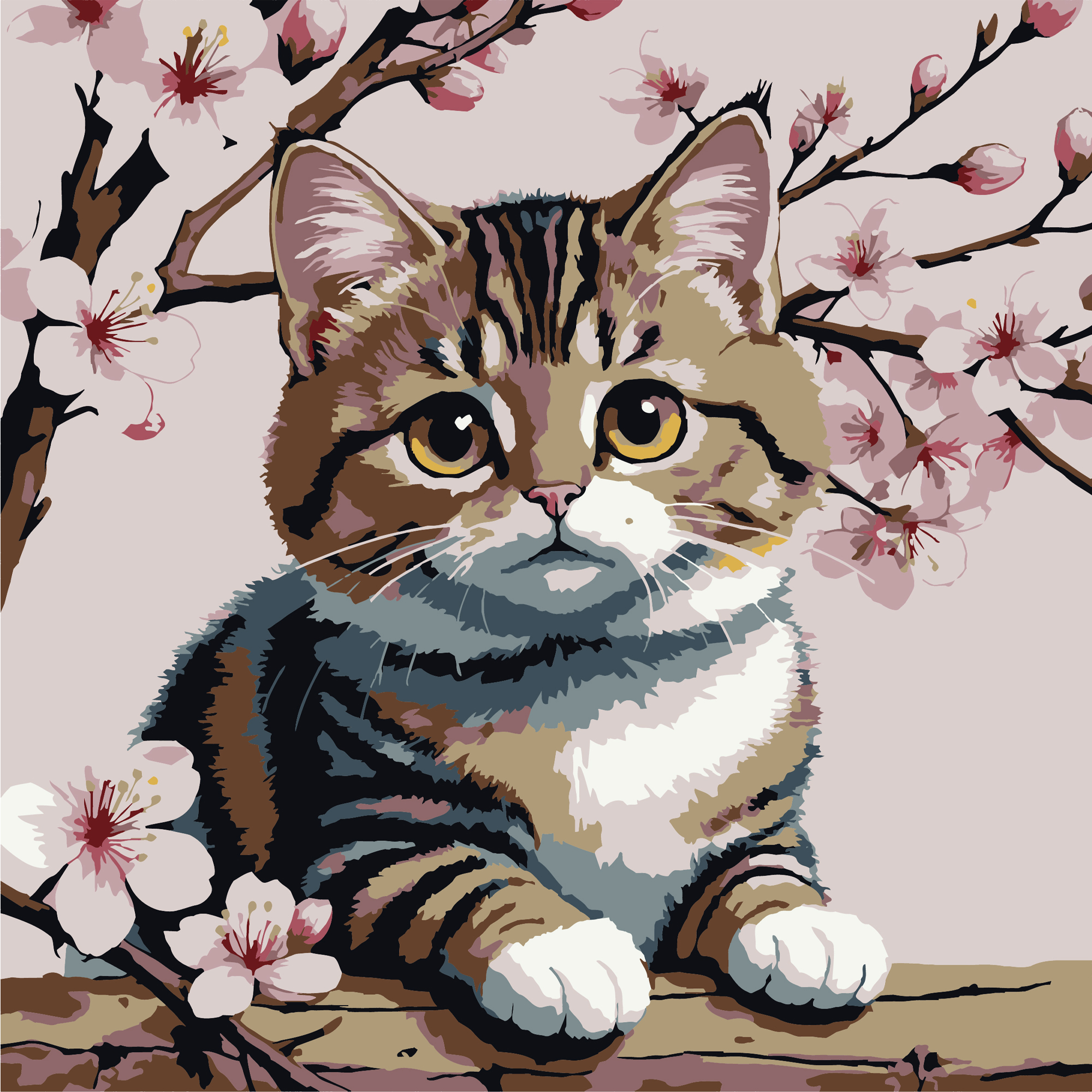 Кіт під цвітом  20х20 (HH8030)