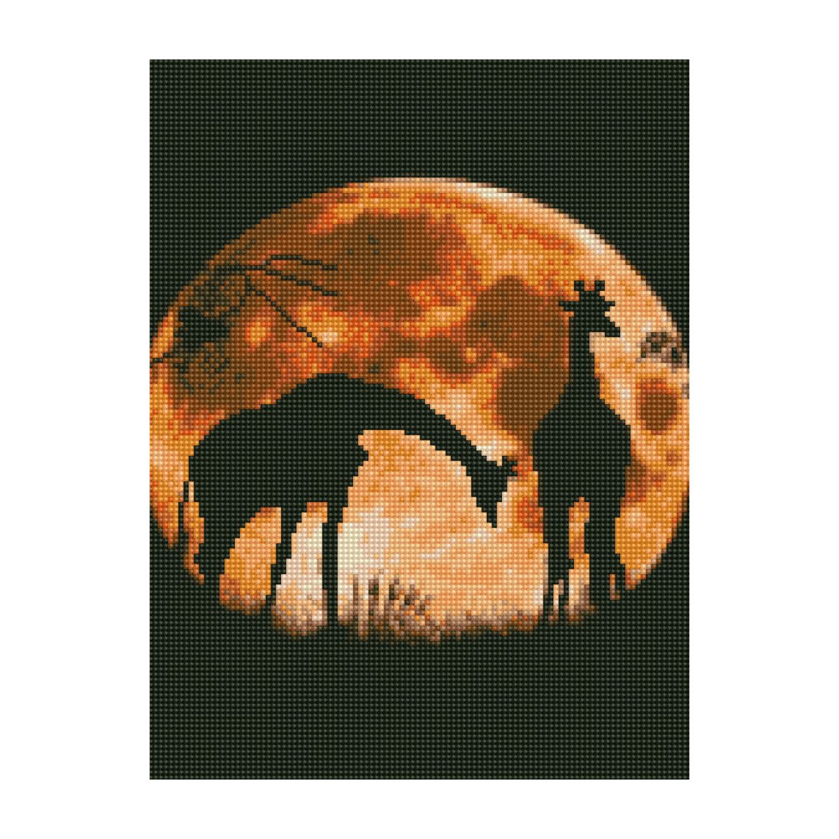 HX025 "Giraffes against the background of the moon", 30x40 cm
