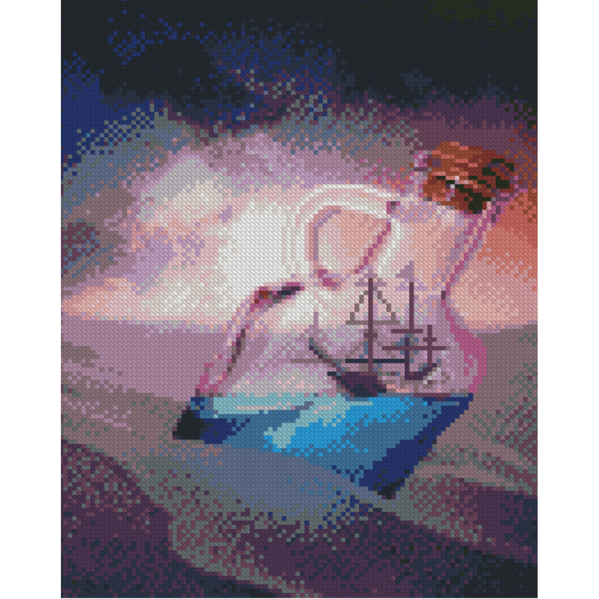 Diamond painting Strateg PREMIUM A ship in a bottle size 30х40 sm (HX483)