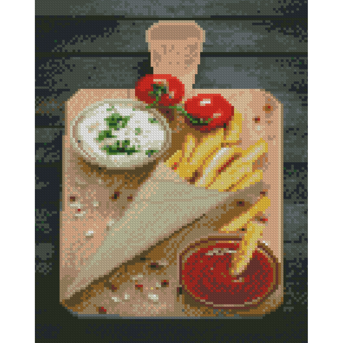 Diamond painting Strateg PREMIUM A plate of delicious food size 30х40 sm (HX492)
