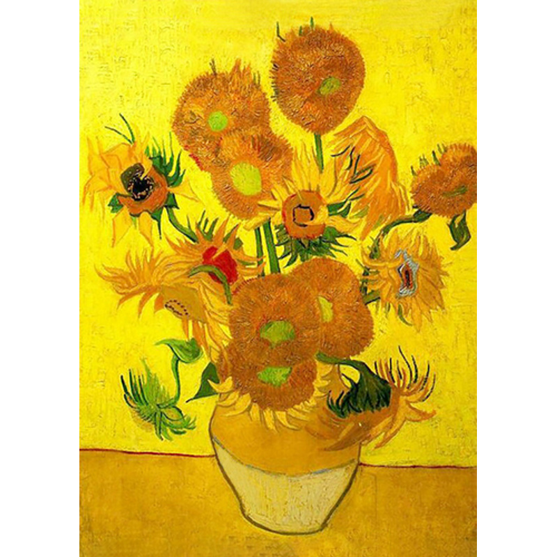 Still life of twelve sunflowers in a vase, without a subframe 30x40 cm (JSDF71988)