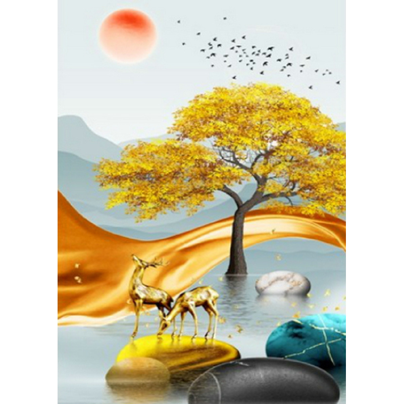Golden deer without a subframe 30x40 cm (JSDF82144)