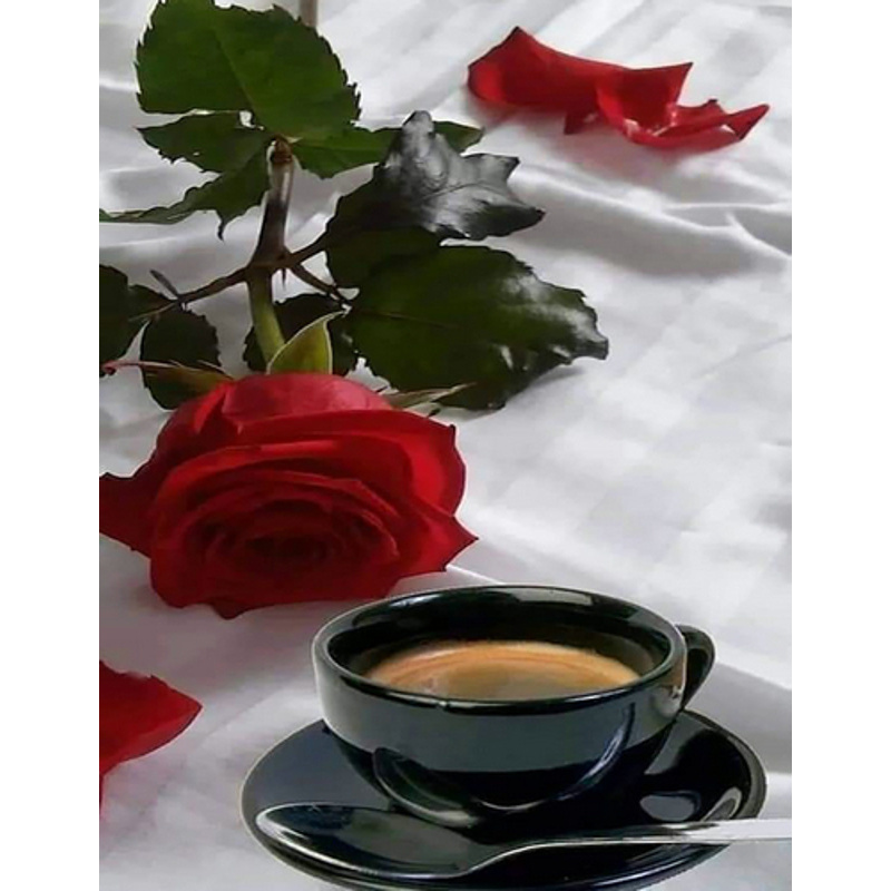Diamond mosaic Coffee in the bed without a subframe 40x50 cm (JSFH85890)