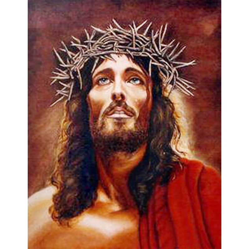 Diamond mosaic Jesus with a crown of thorns without a subframe 40x50 cm (JSFH85895)