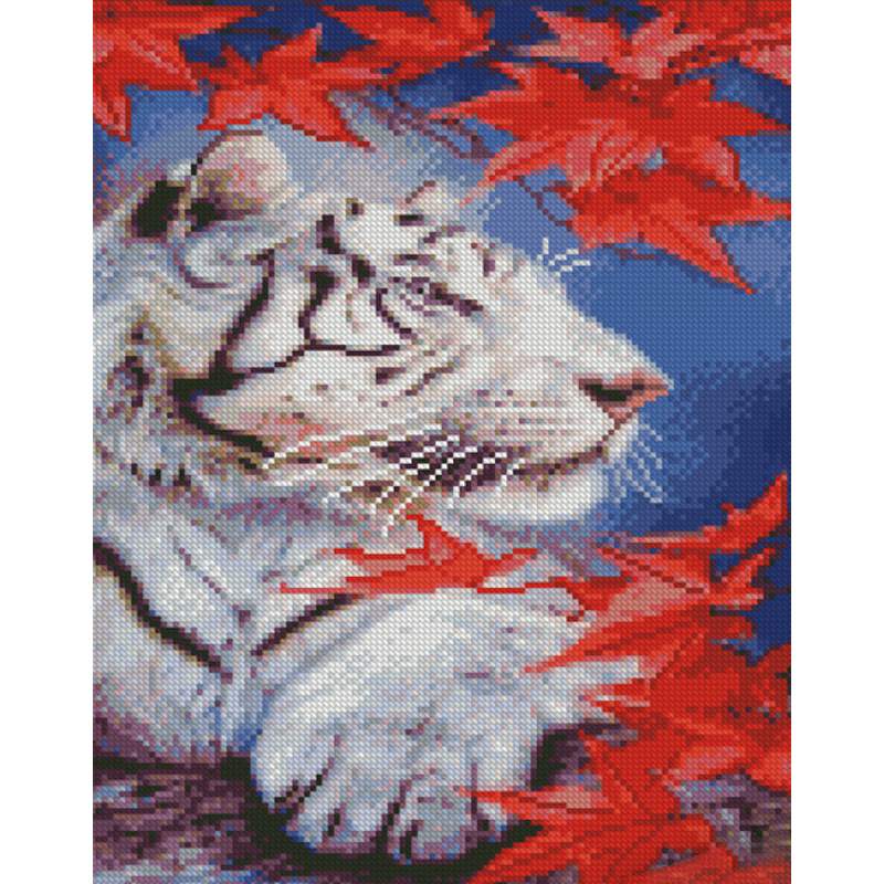 Diamond Mosaic Strateg PREMIUM White tiger size 30x40 cm (KB053)