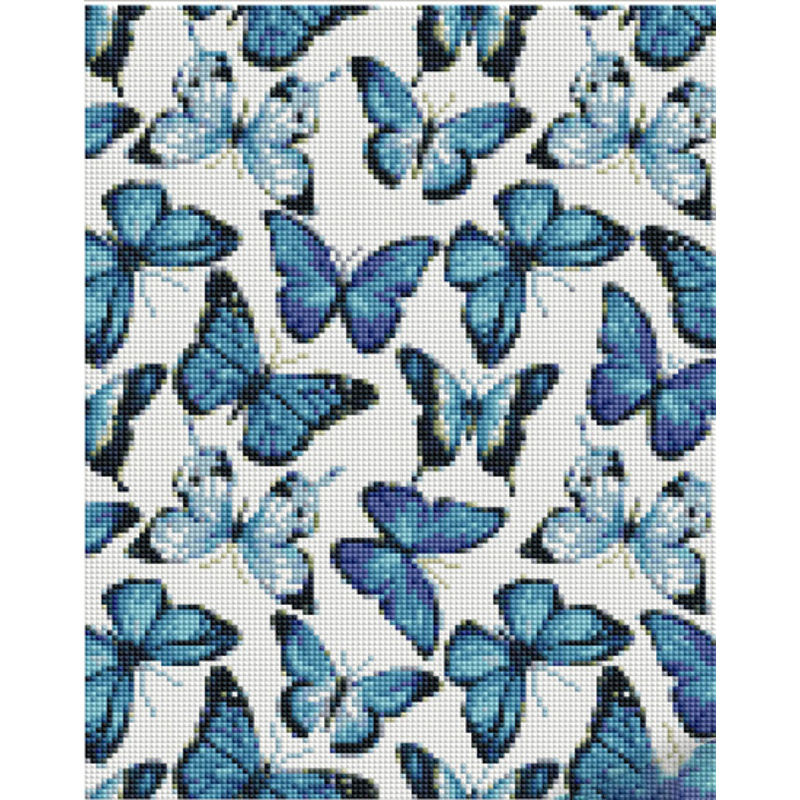 Diamond Mosaic Strateg PREMIUM Blue butterflies size 30x40 cm (KB119)