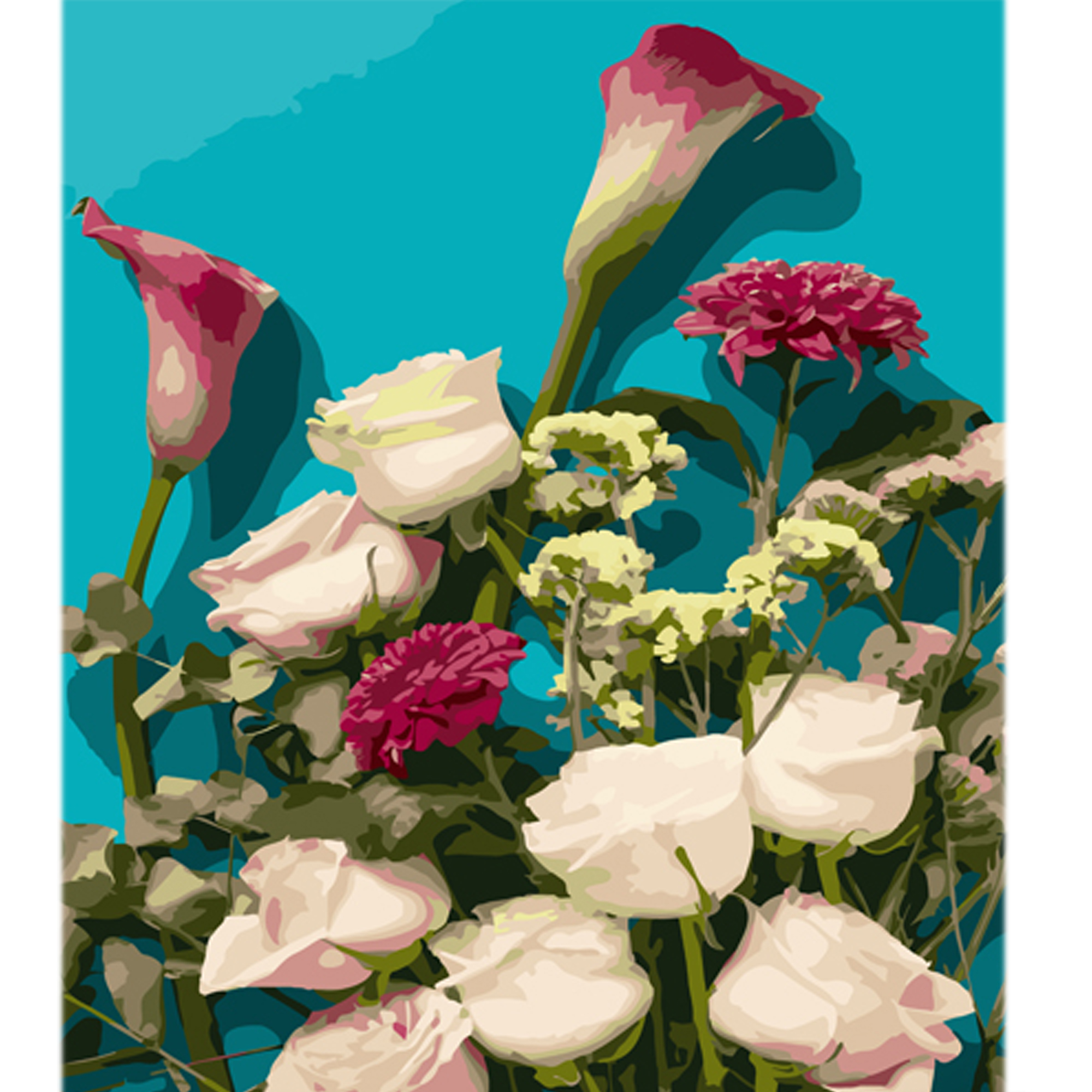 Tenderness of flowers on a colored background size 40x50 cm (MZ032)