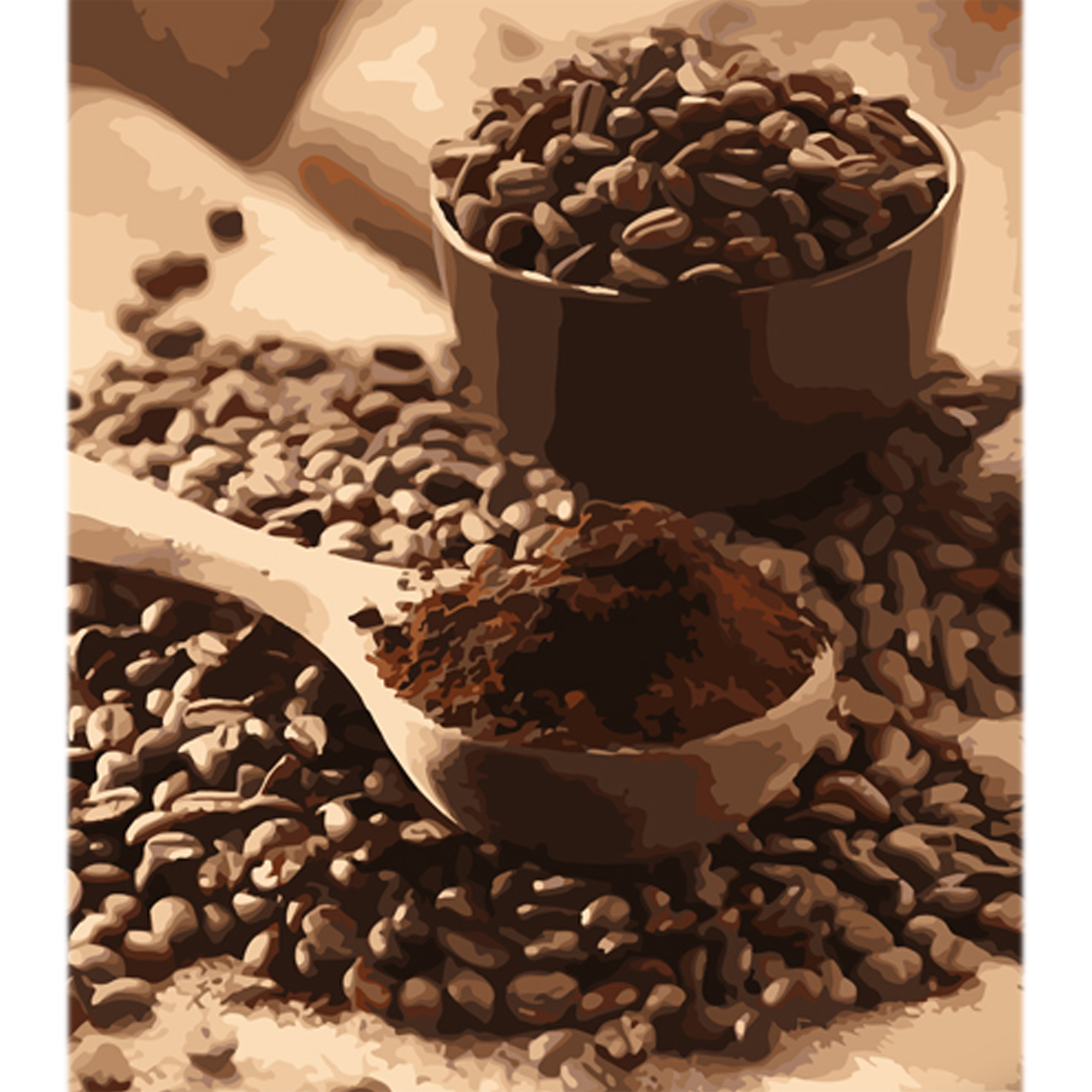 Ground coffee on a colored background size 40x50 cm (MZ058)