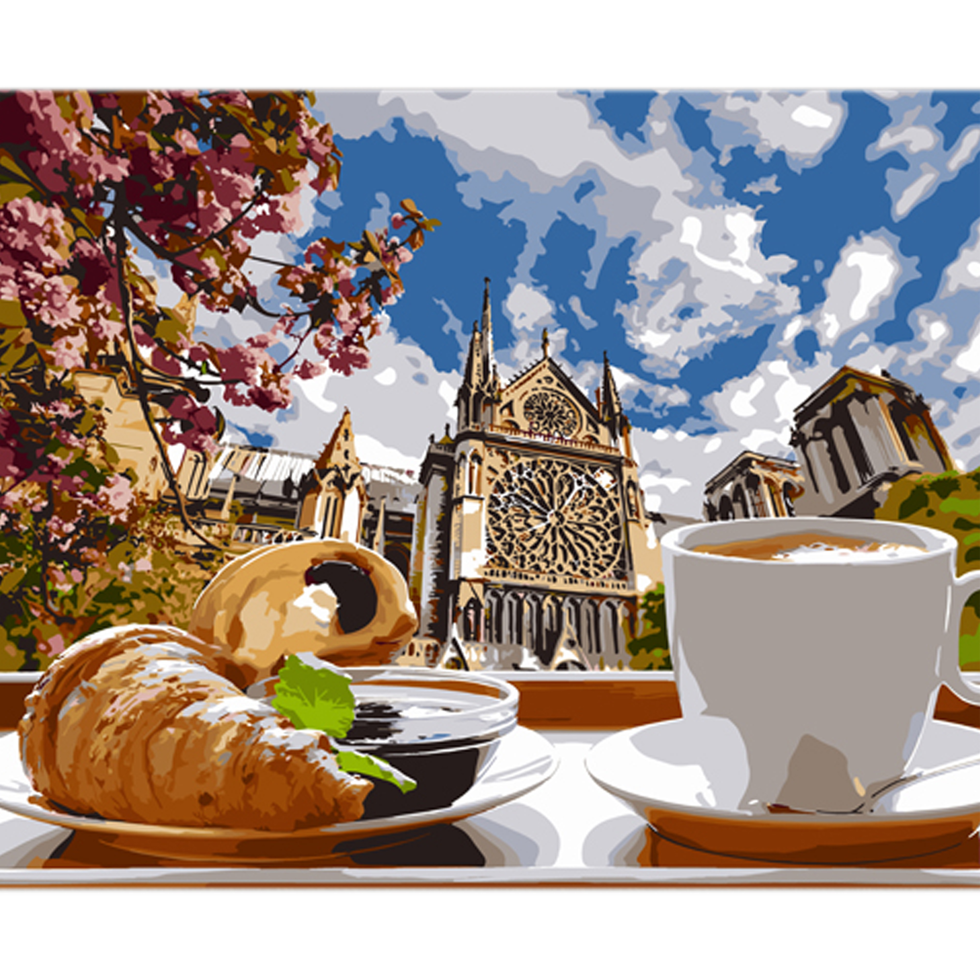 Breakfast in London on a colored background, size 40x50 cm (MZ075)