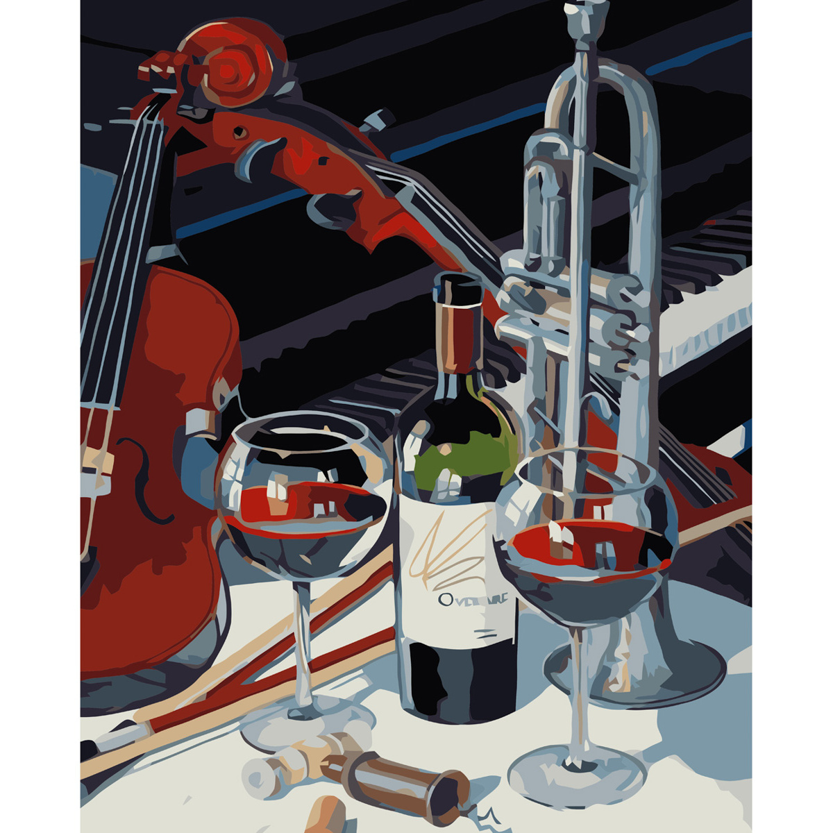 Wine to music with varnish size 40х50 cm VA-3585