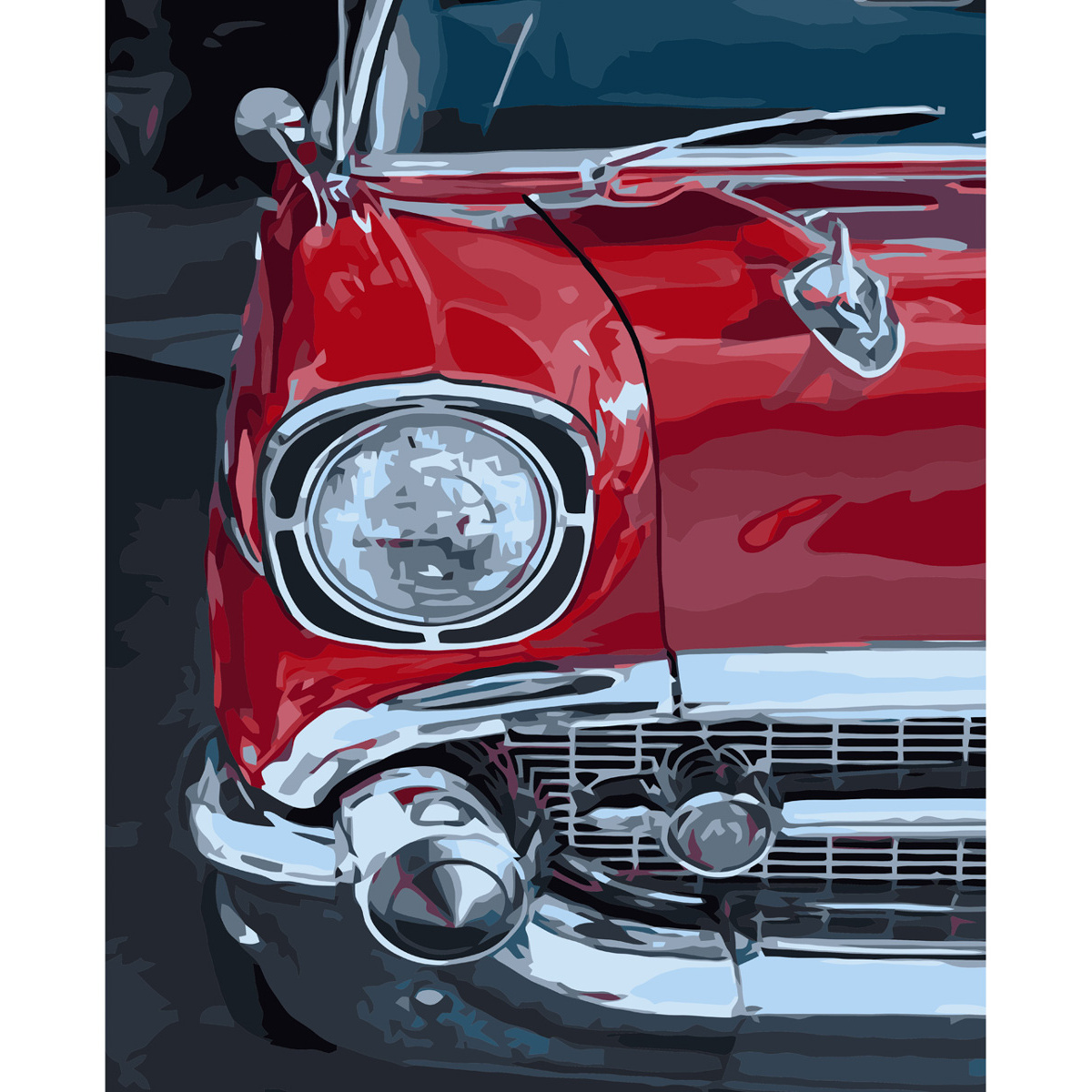 The eye of a red car with varnish size 40х50 cm VA-3608