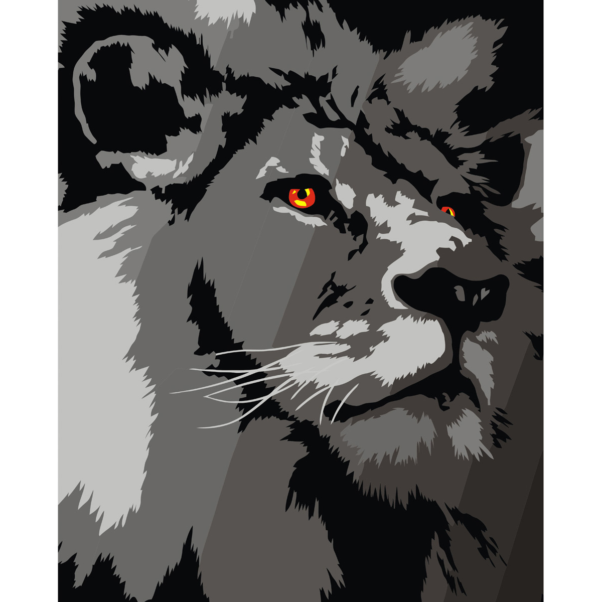 Black and white lion with varnish size 40х50 cm VA-3644