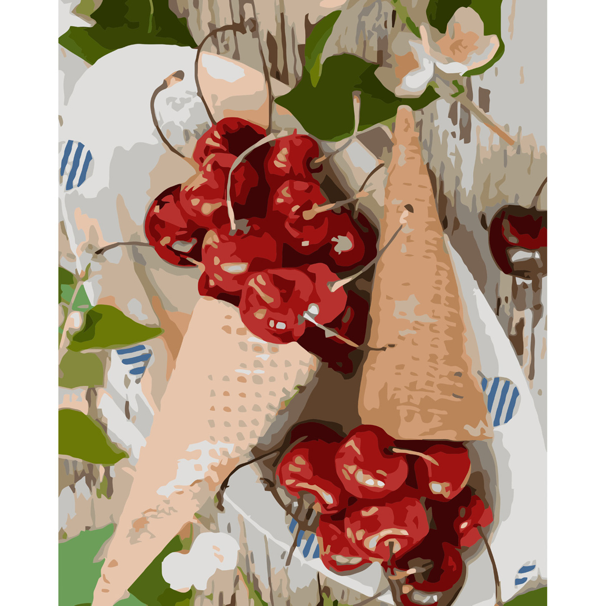 Horns with cherries with varnish size 40х50 cm VA-3668
