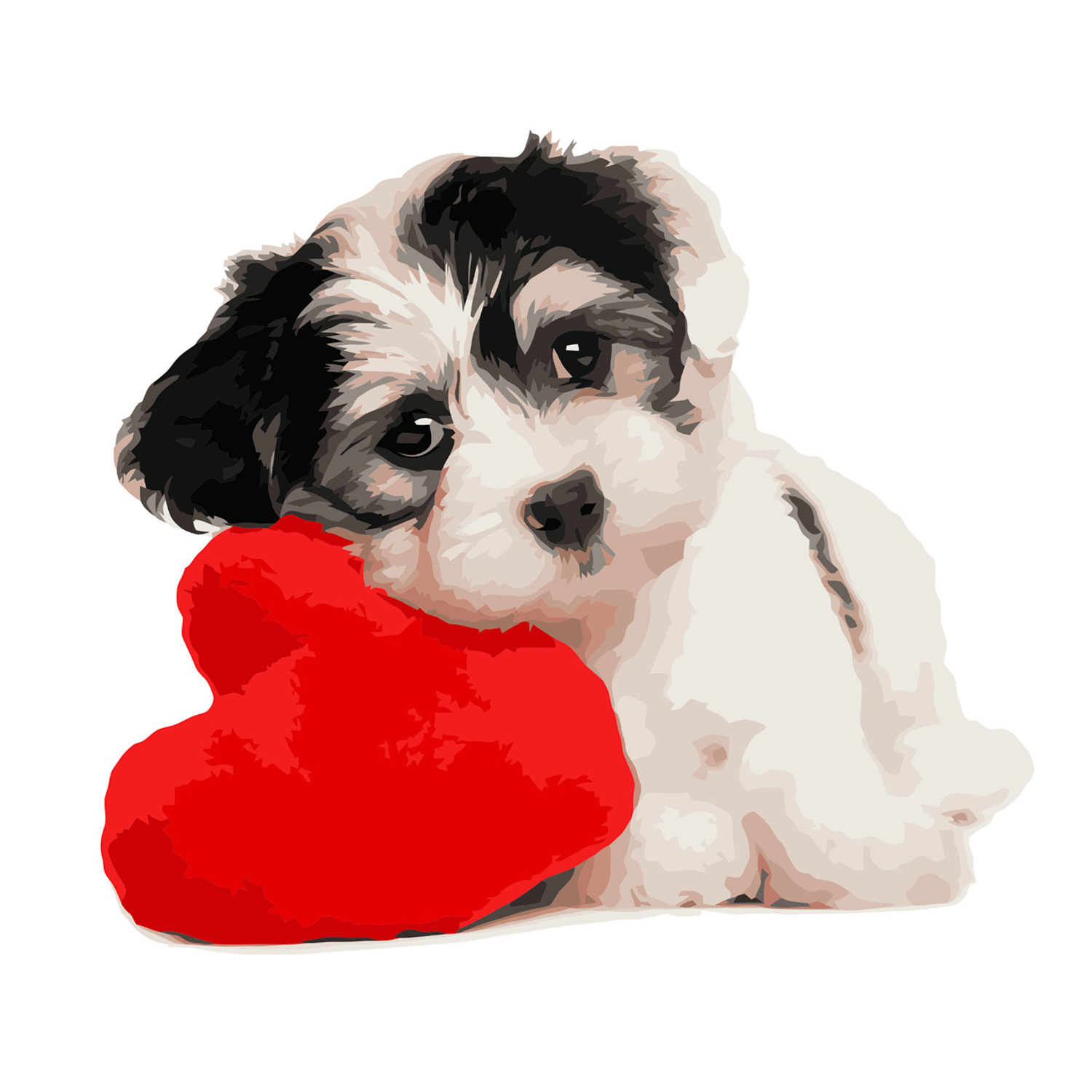 Puppy with a heart with varnish size 40х50 cm VA-3669