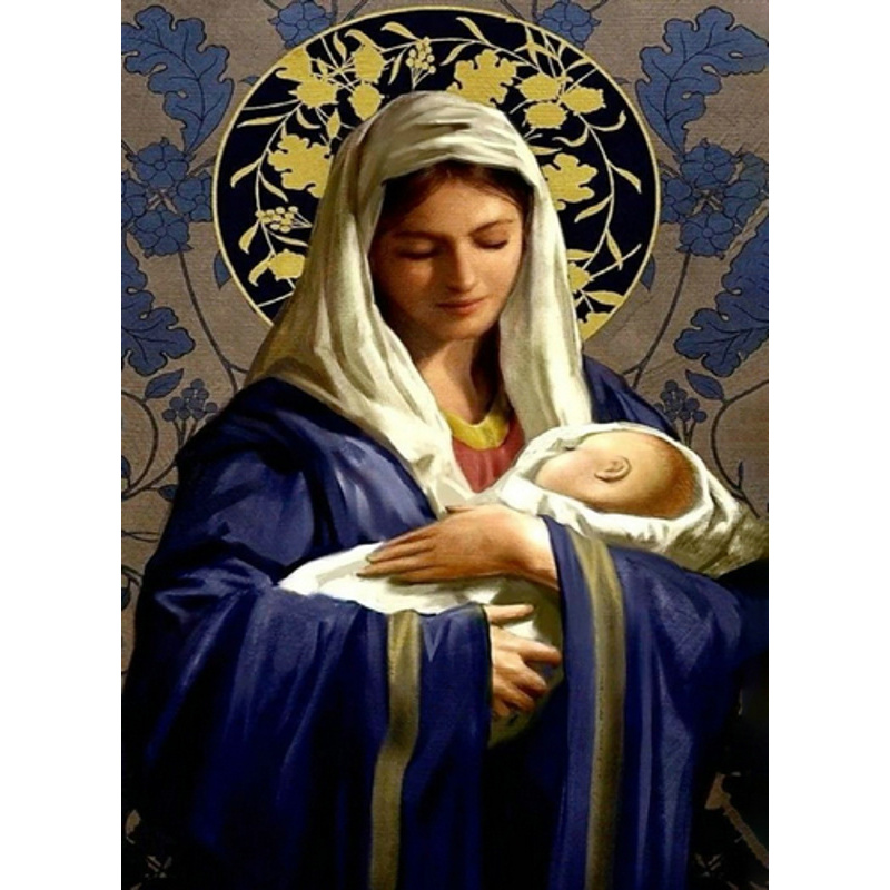 Diamond mosaic Mary with the little Jesus without a subframe 50x65 cm (SGK86068)