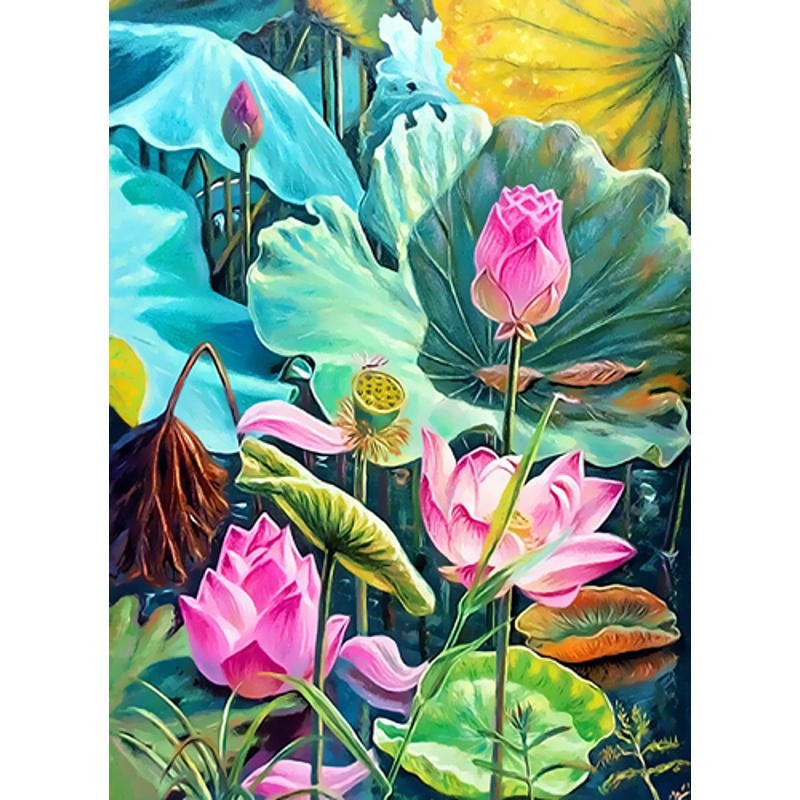Diamond mosaic Blooming lotuses without a subframe 50x65 cm (SGK86082)