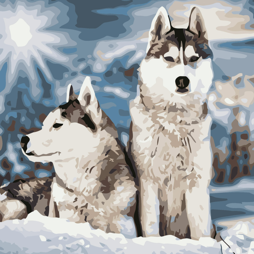 Snowy Huskies size 40x40 cm (SK051)