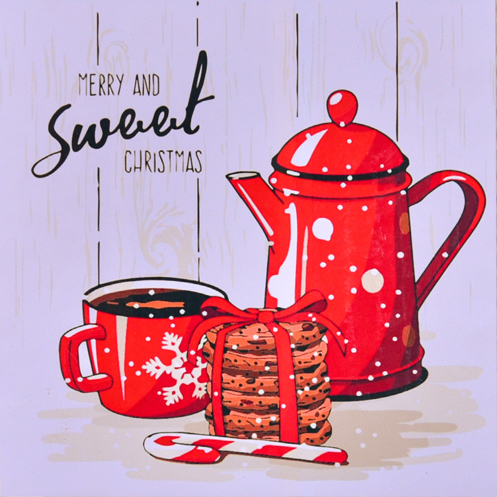 New Year's tea party with varnish and level, 40x40 cm (SK053)