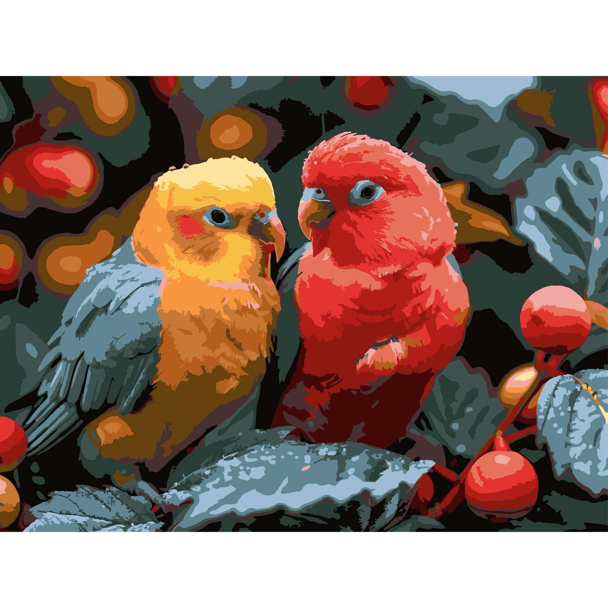 Red and yellow parrot  30Х40 (SS-1278)