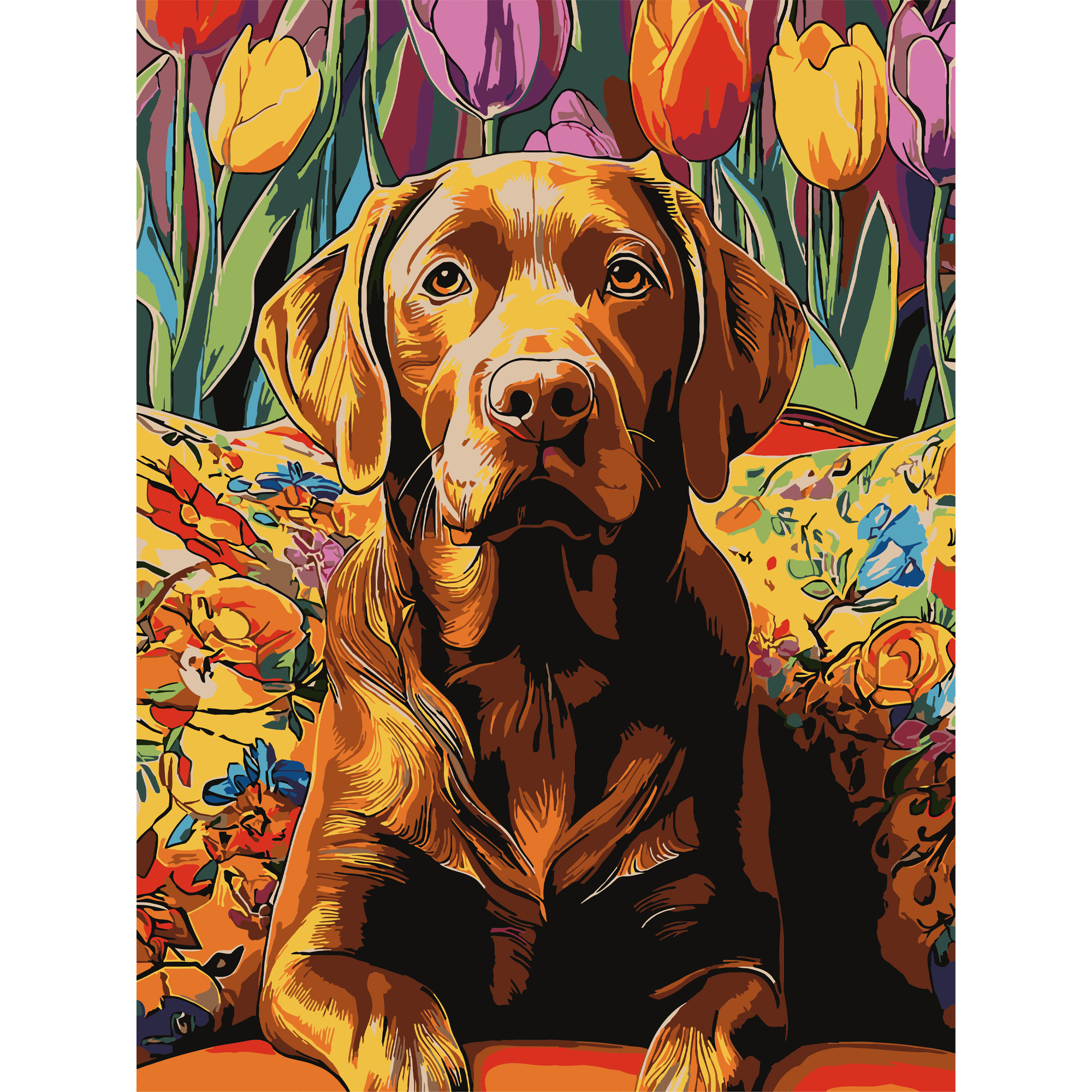 Пес серед тюльпанів  30Х40 (SS-1288)