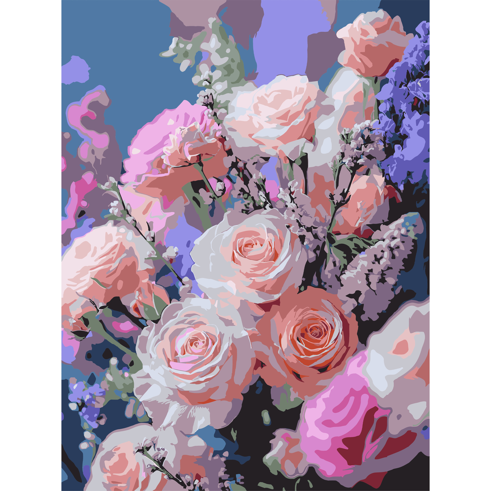 Розовые цветы  30Х40 (SS-1296)