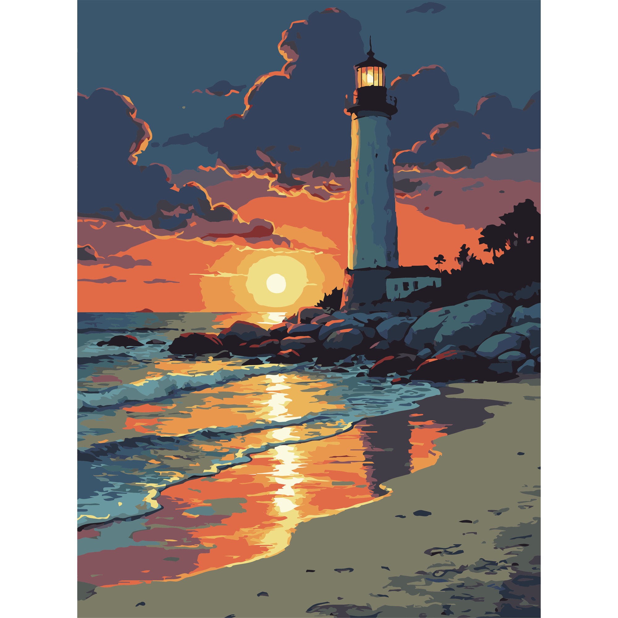 Lighthouse at sunset  30Х40 (SS-1299)