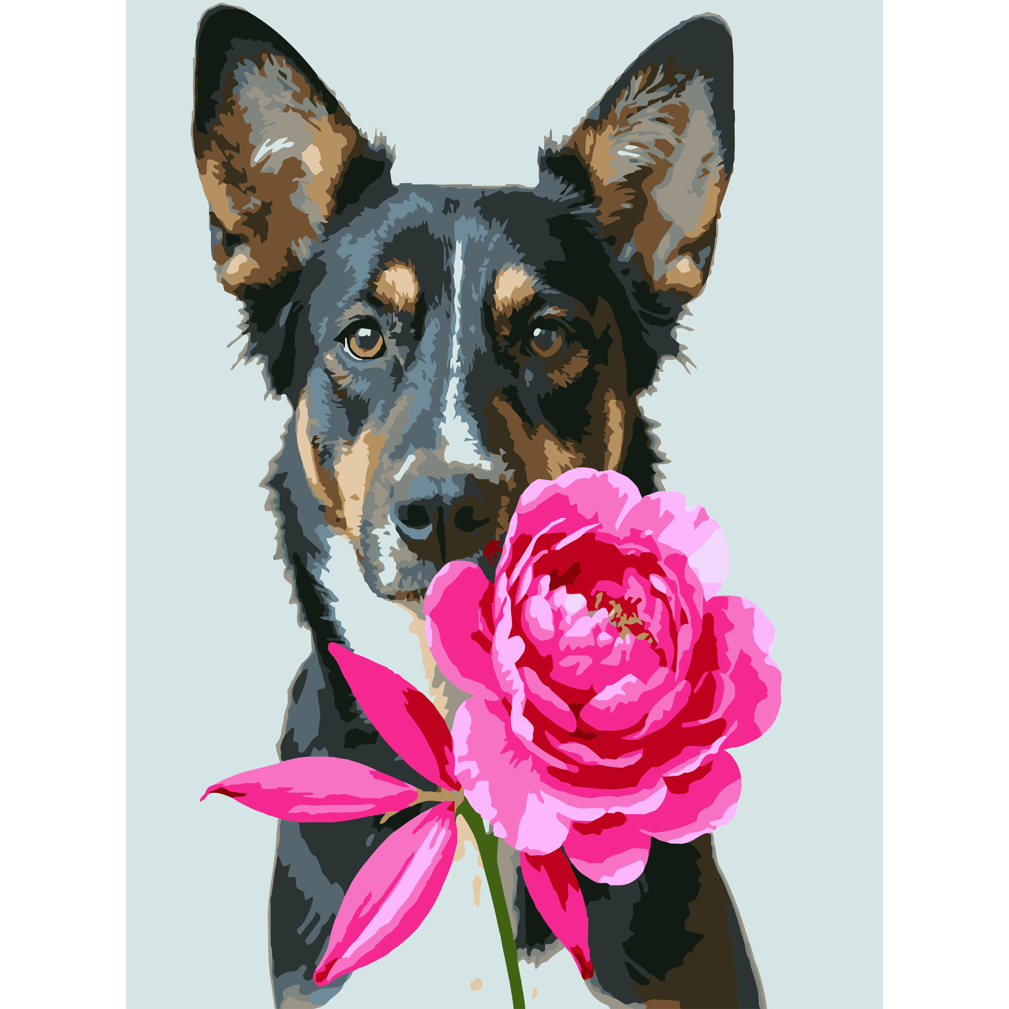 Пес з півонією  30Х40 (SS-1310)