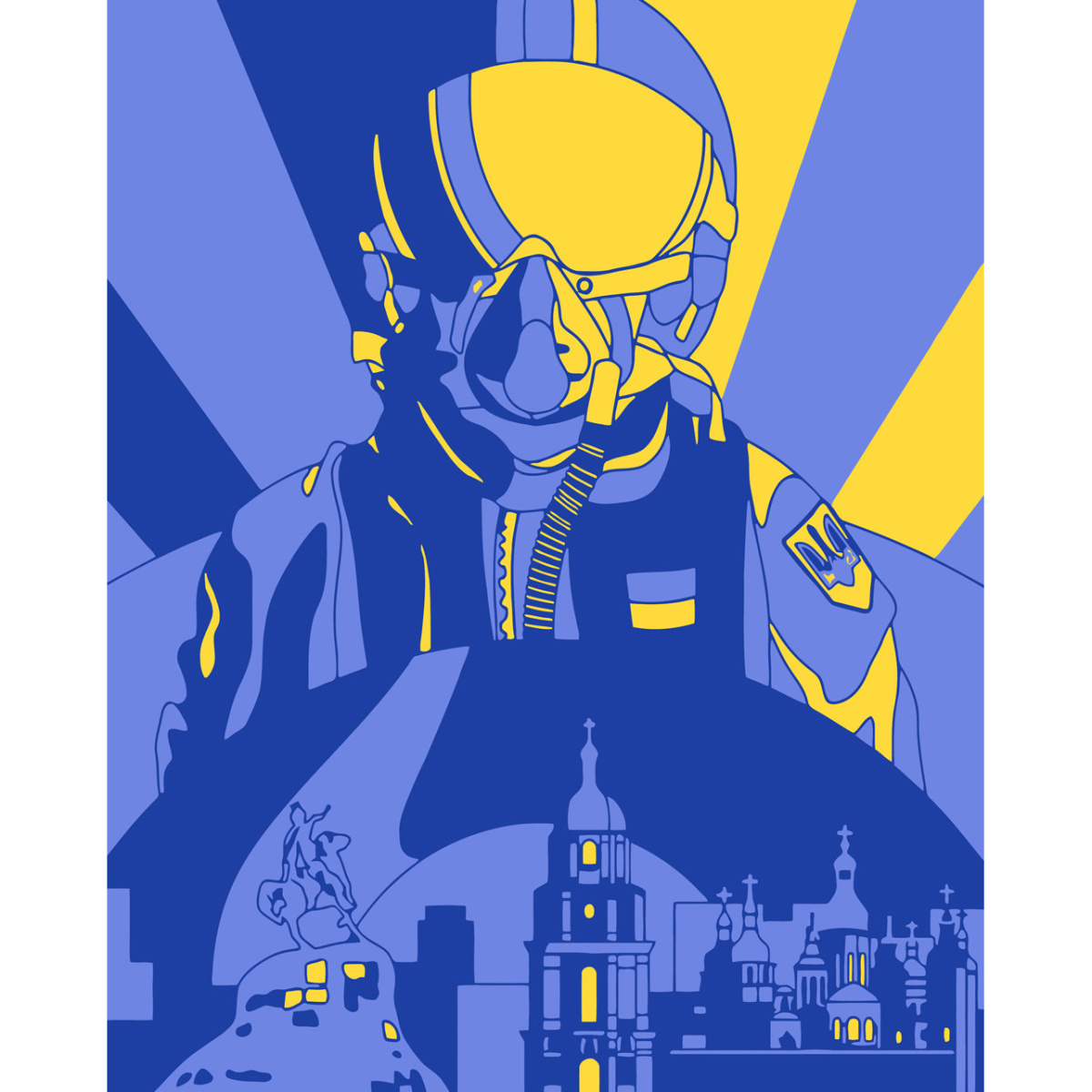 Ghost of Kyiv with varnish size 30х40 sm (SS-6564)