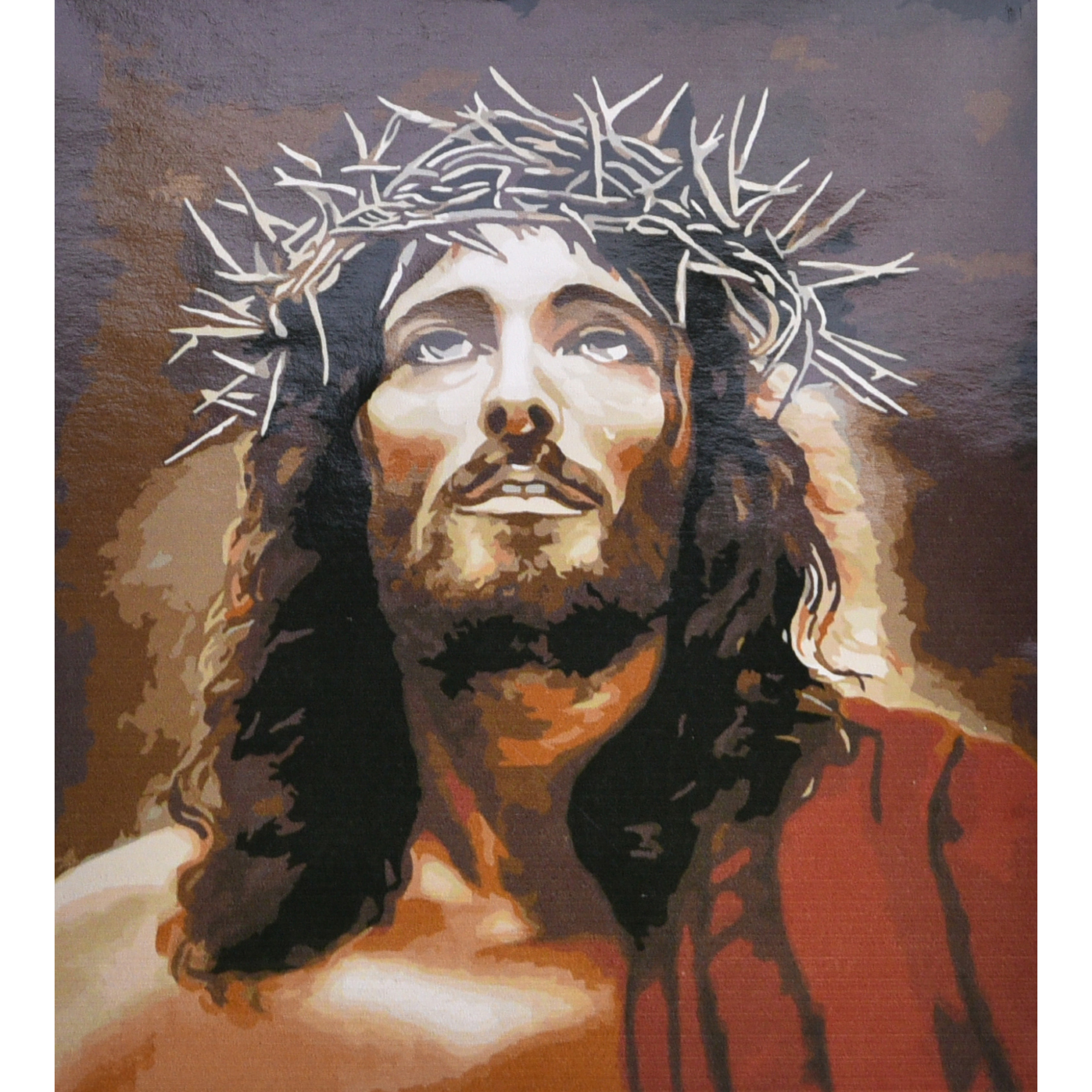 Jesus with crown of thorns with varnish and level 30x40 cm (SS6467)