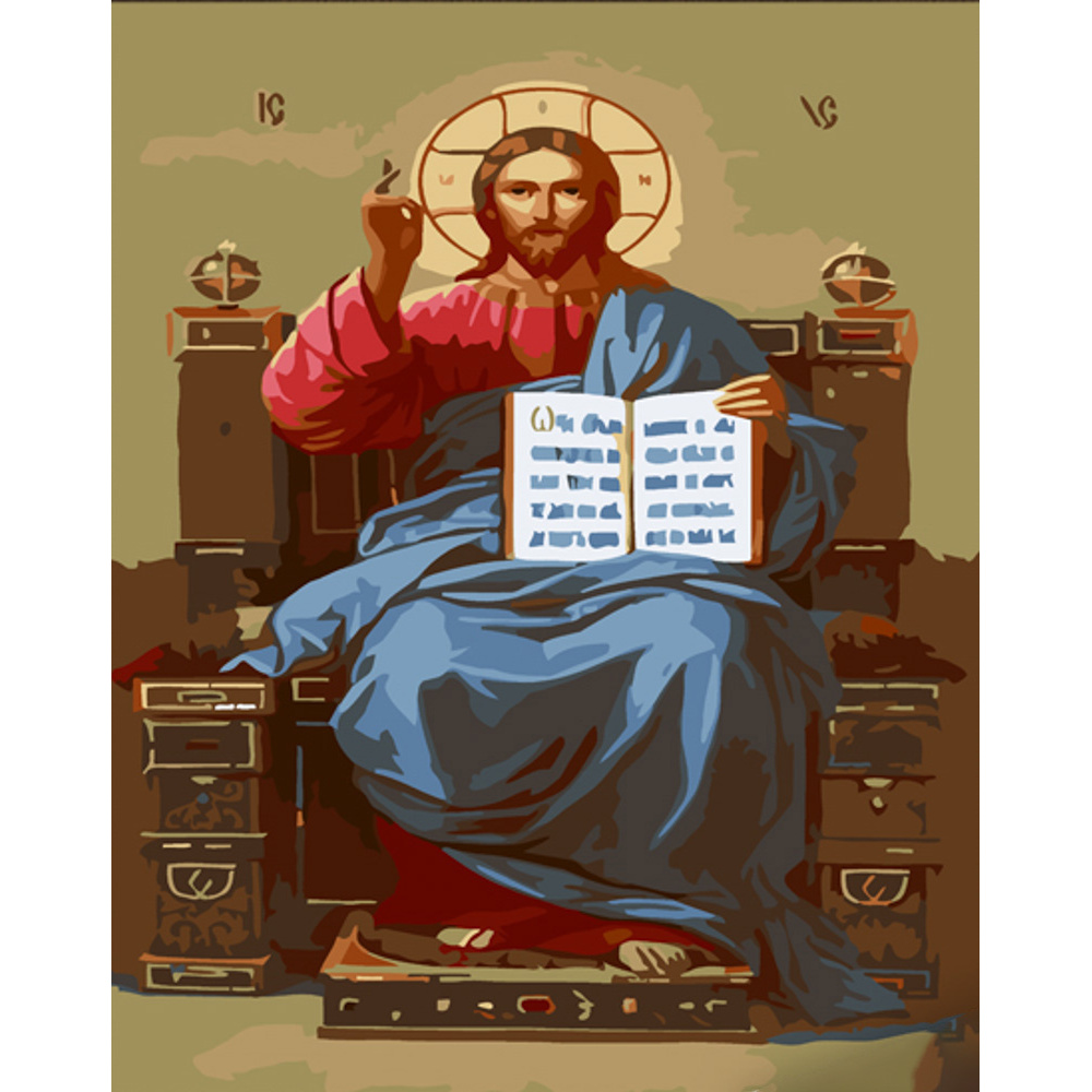 Jesus enthroned with varnish size 30x40 cm (SS6776)