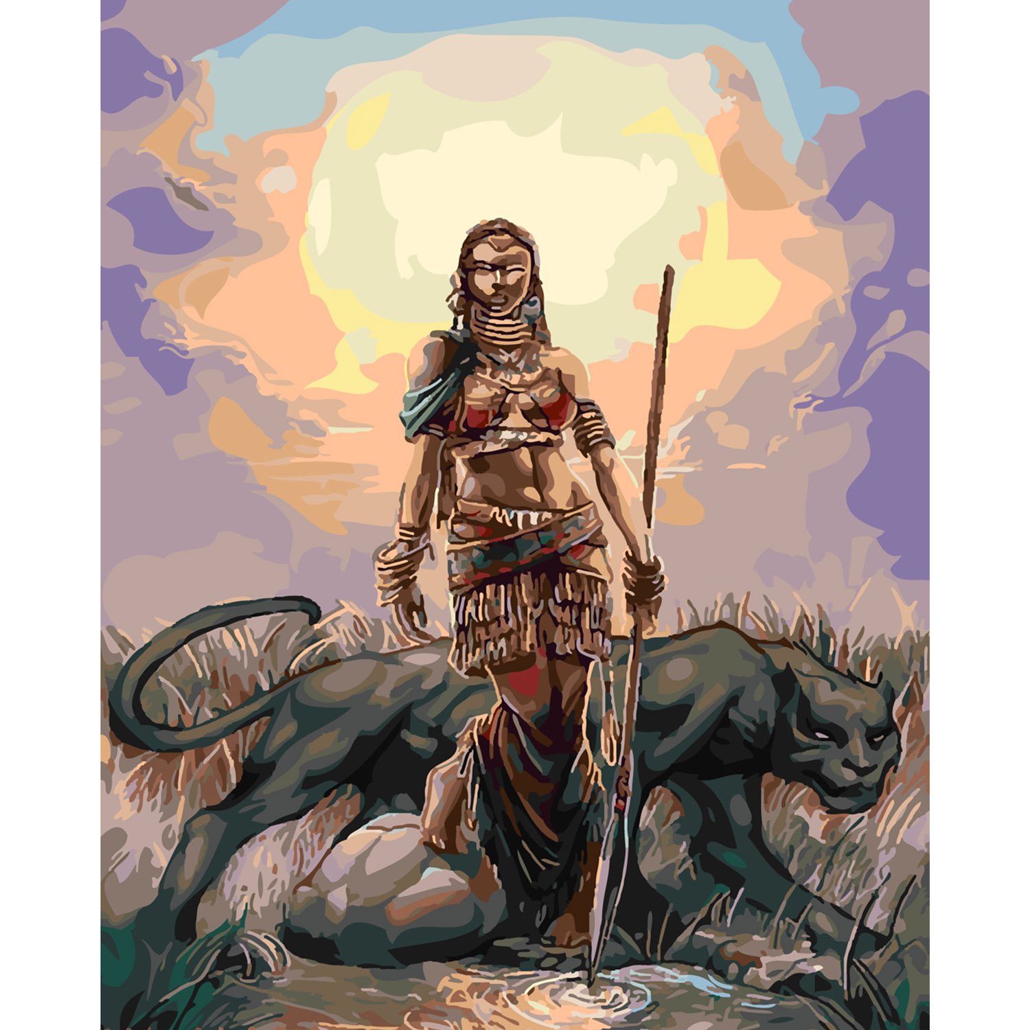 SY6106 "Huntress with Panther", 40x50 cm