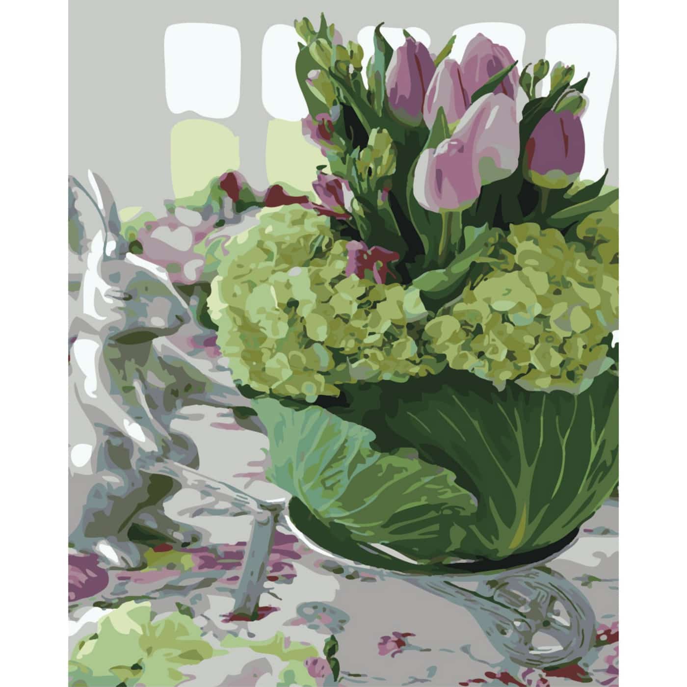 Cabbage bouquet on a colored background size 40x50 cm (SY6478)