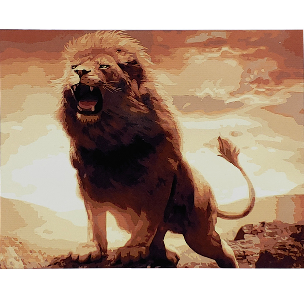 The strength and power of the lion with varnish size 40x50 cm (SY6593)