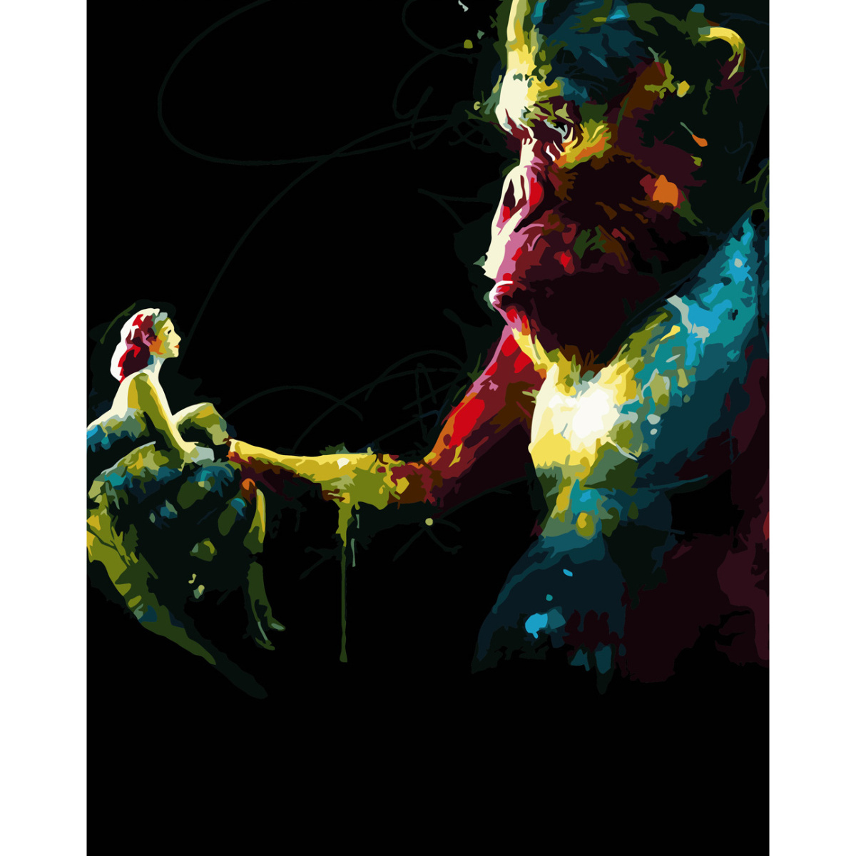 King Kong and girl with varnish size 40х50 sm (SY6642)