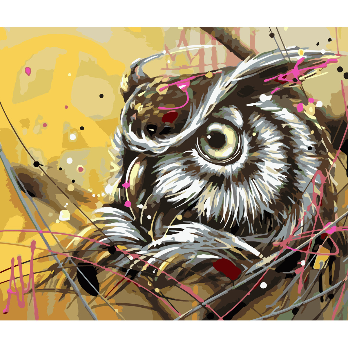 Owl in lines with varnish size 40х50 sm (SY6676)