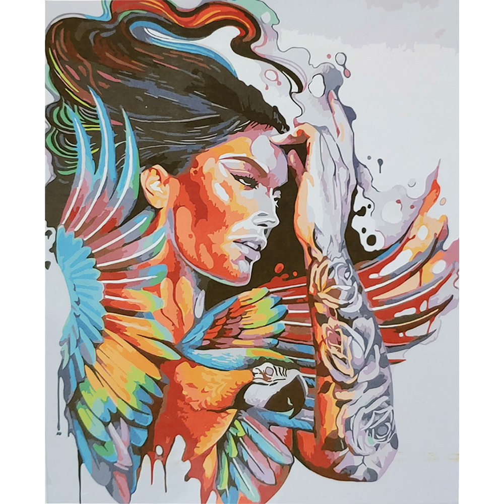 A girl with a parrot with varnish size 40х50 sm (SY6680)