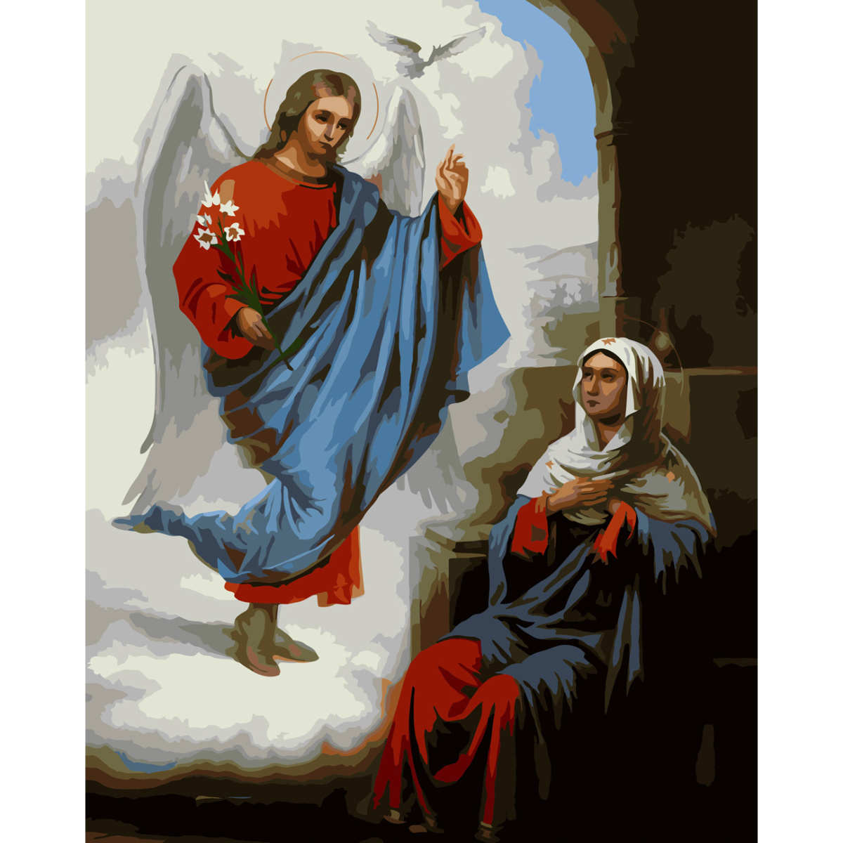 Annunciation of the Blessed Virgin Mary with varnish size 40х50 sm (SY6694)