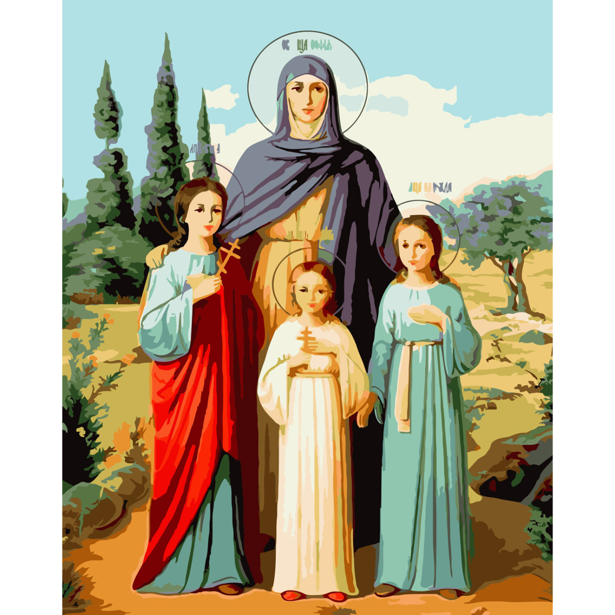 Vera Nadezhda Lyubov and their mother Sofia with varnish size 40х50 sm (SY6712)