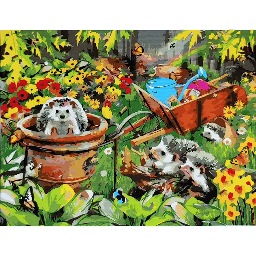 Hedgehogs in the garden with varnish size 40х50 sm (SY6713)