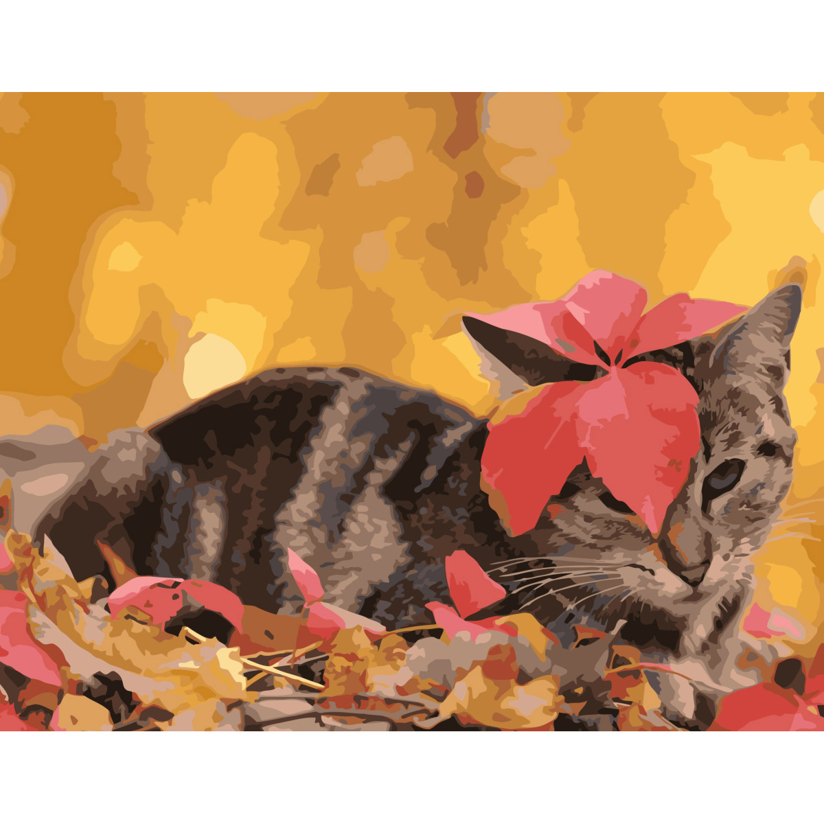 Котик с листочком с лаком 40х50 см (SY6728)