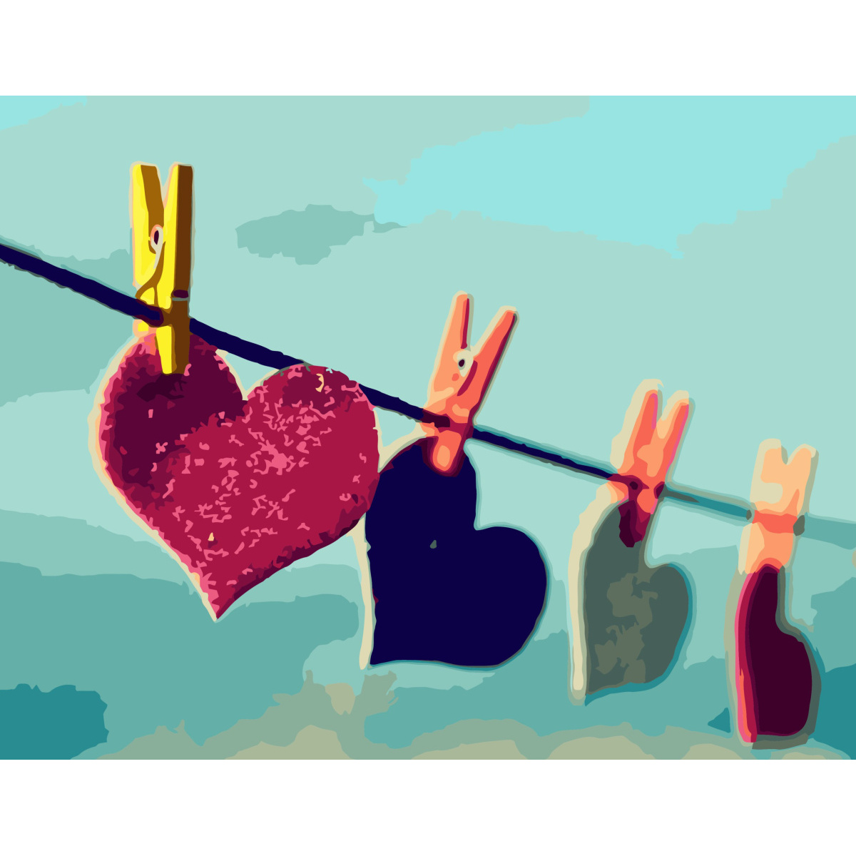Clothespin hearts with varnish size 40х50 sm (SY6747)