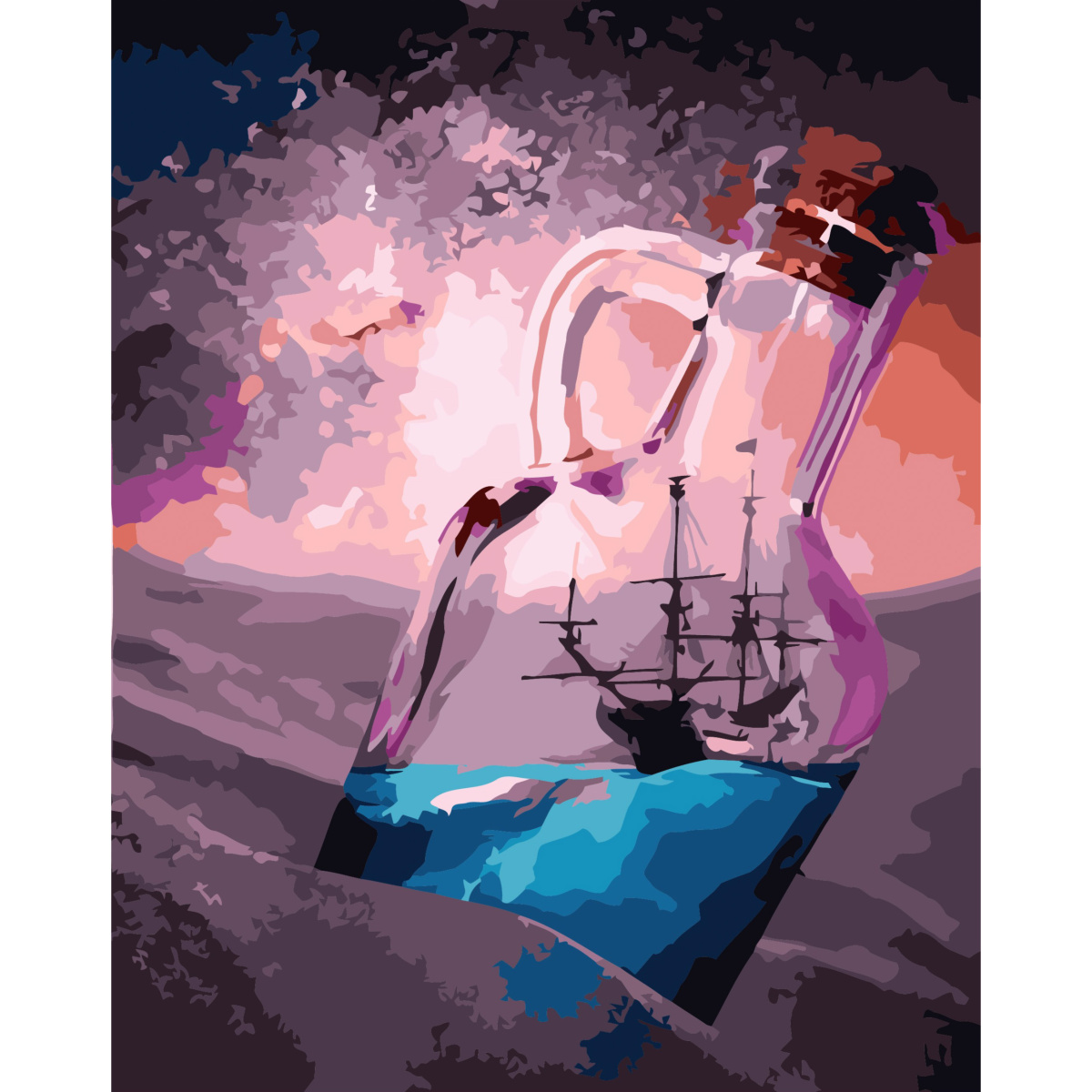 Ship in a bottle with varnish size 40х50 sm (SY6763)