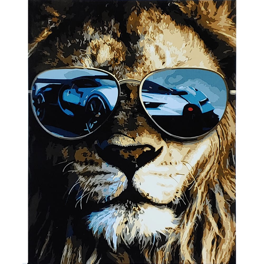 Lion racer with varnish size 40x50 cm (SY6775)