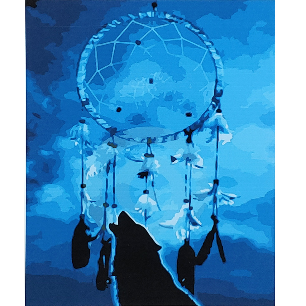 Dream catcher with a wolf with varnish size 40х50 sm (SY6821)